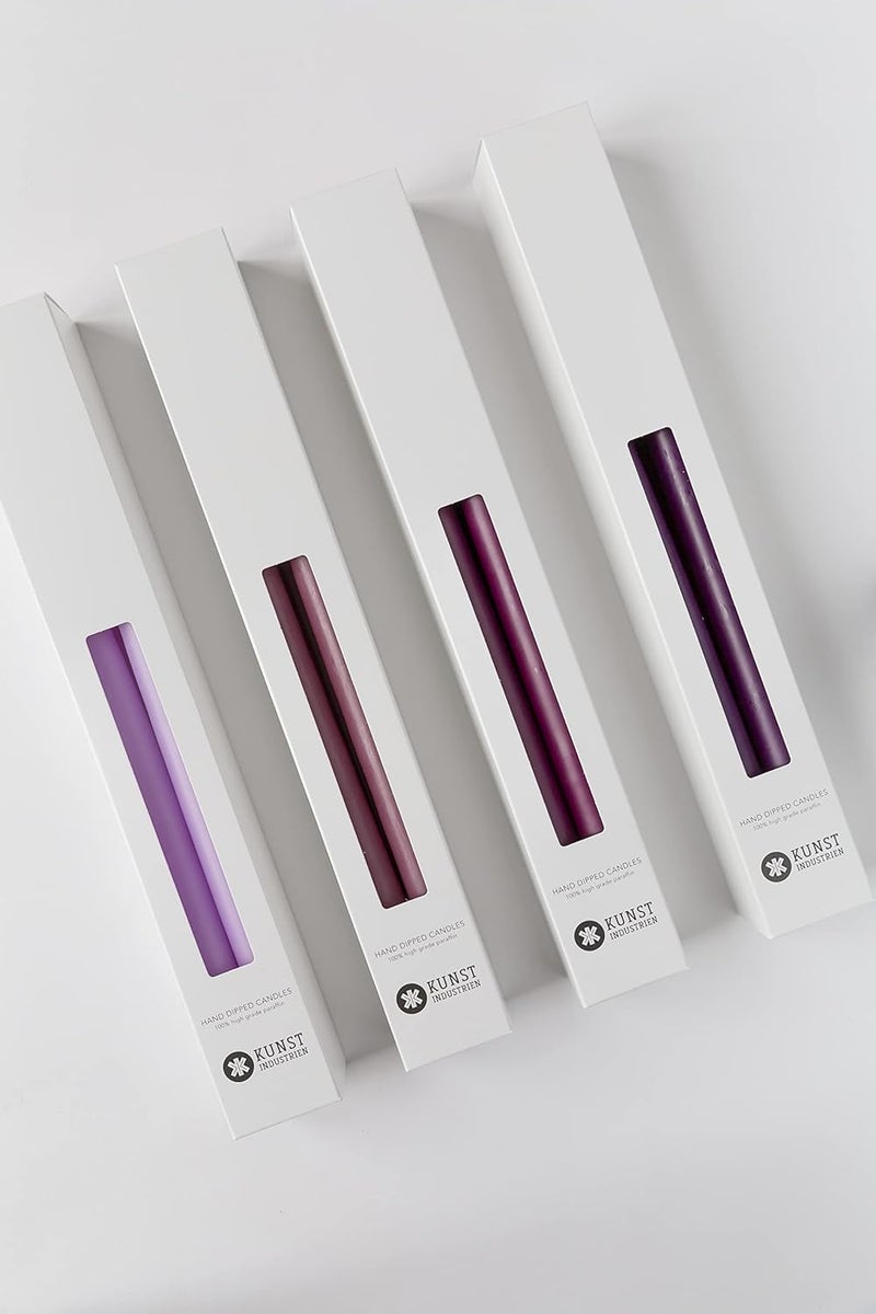 Kunstindustrien ® Taper Candles – Set of 4, 13.8" – Made in Denmark, Long Burning Candles 15h, Unscented & Smokeless Candlesticks, Elegant Tall Candles for Weddings Dinners & Home Decor (Light Heather) - Image 3